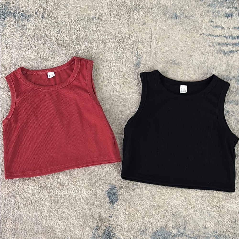 Kids Sleeveless Crop Tops - Maroon and Black